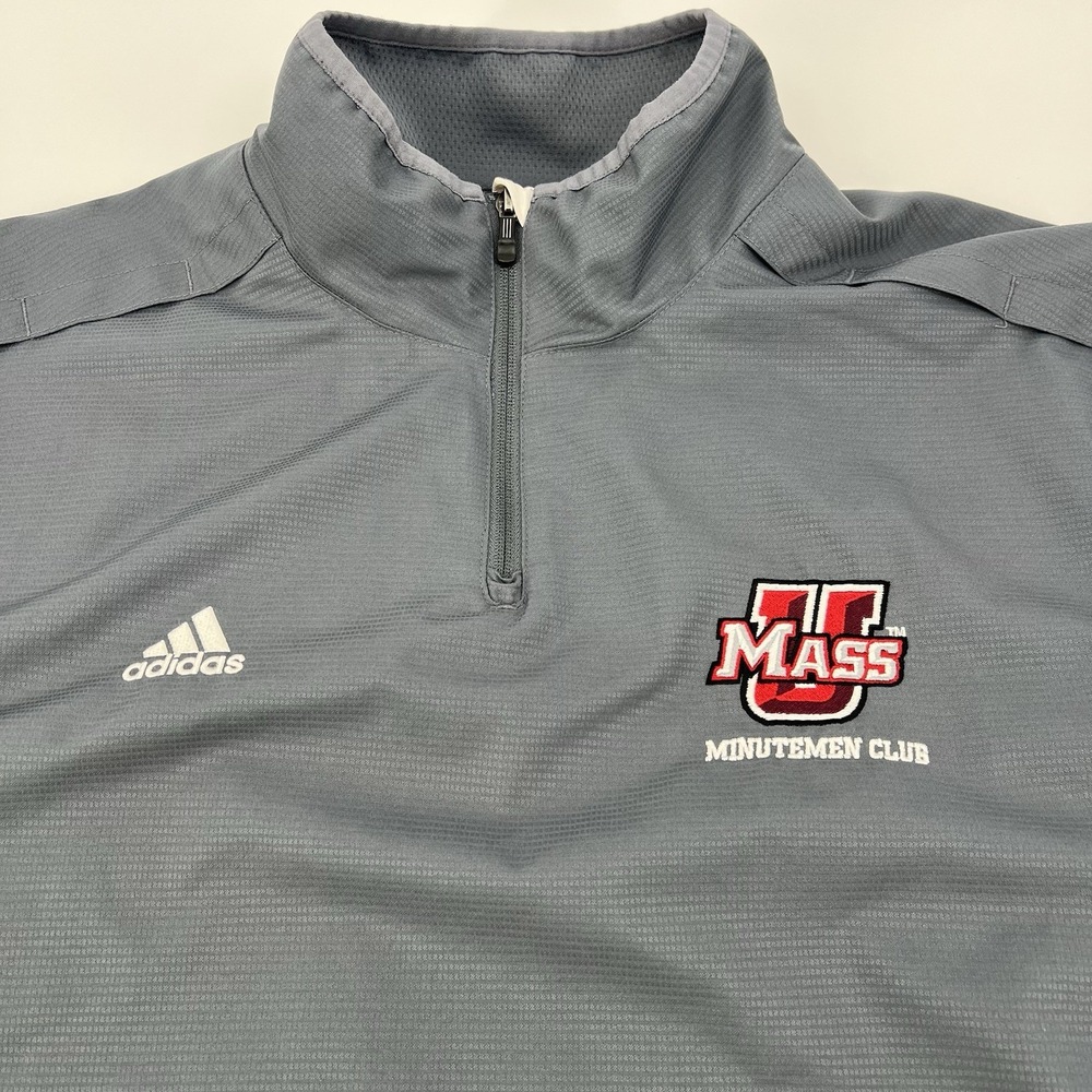 Adidas UMass Minutemen Club Pullover Men's XL Gray 1/4 Zip Vented Football